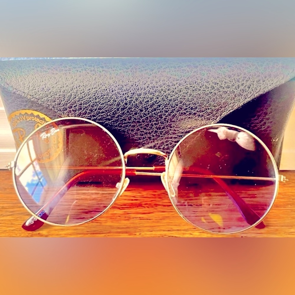 🔥 Brown&Blue ombré lens ray bans circle sunglasses round sunglasses 80s 90s y2k
